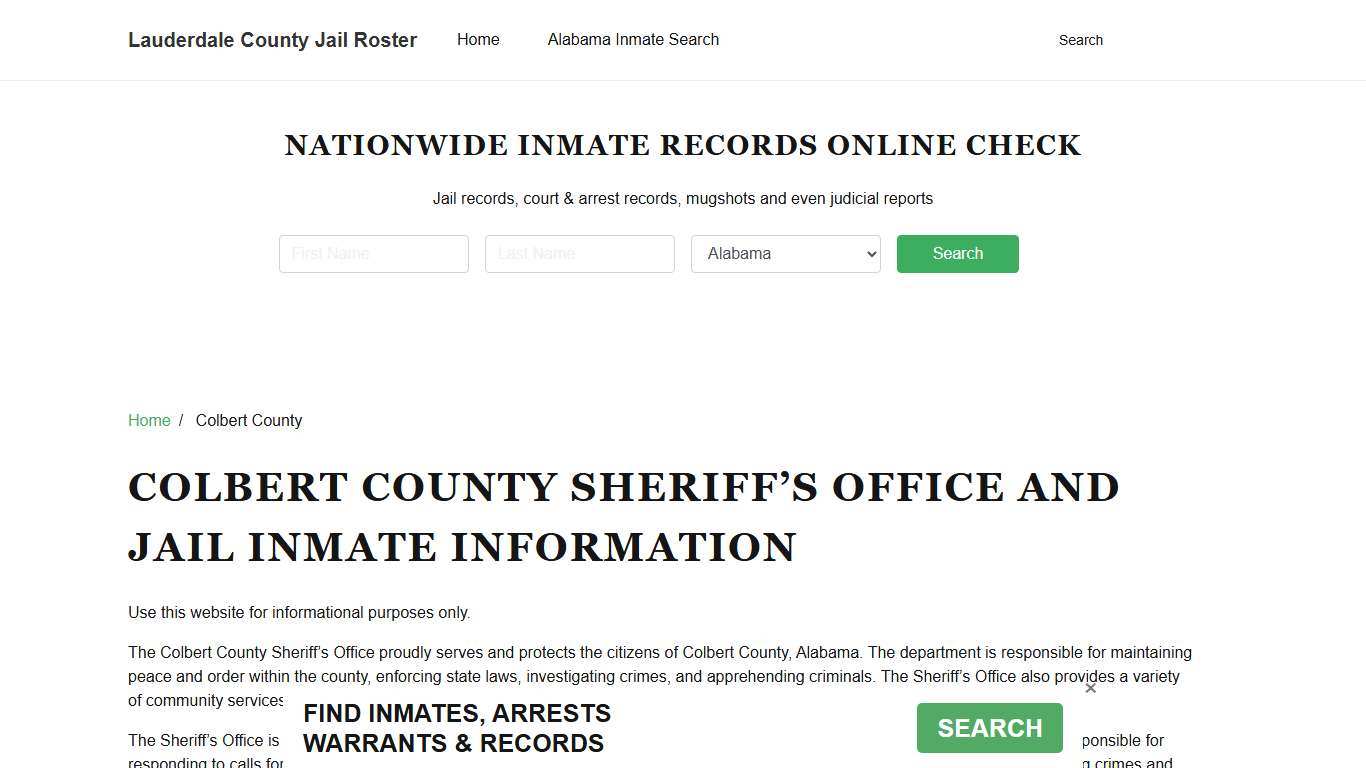 Colbert County Sheriff, AL, Jail Inmate Search, Recent Arrests