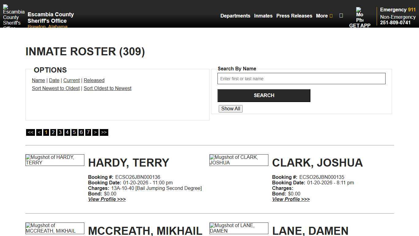 Inmate Roster - Current Inmates Booking Date Descending - Escambia County Sheriff, AL