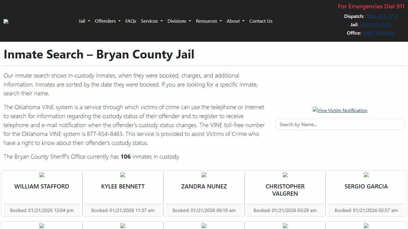 Inmate Search | Bryan County Sheriff's Office